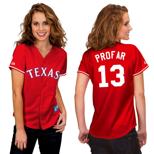 Jurickson Profar #13 mlb Jersey-Texas Rangers Women's Authentic 2014 Alternate 1 Red Cool Base Baseball Jersey